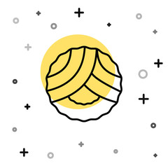 Black line Memorial wreath icon isolated on white background. Funeral ceremony. Random dynamic shapes. Vector