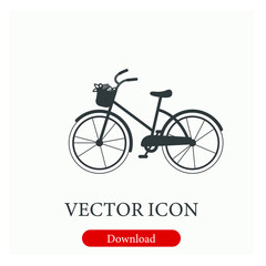 Fototapeta na wymiar Bicycle vector icon. Editable stroke. Linear style sign for use on web design and mobile apps, logo. Symbol illustration. Pixel vector graphics - Vector