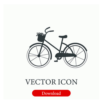 Bicycle vector icon.  Editable stroke. Linear style sign for use on web design and mobile apps, logo. Symbol illustration. Pixel vector graphics - Vector