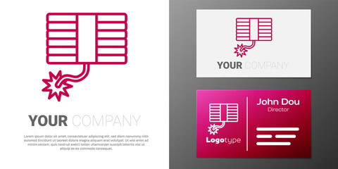 Logotype line Firework icon isolated on white background. Concept of fun party. Explosive pyrotechnic symbol. Logo design template element. Vector