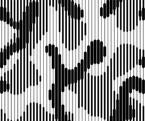 Full seamless military camouflage skin halftone lines pattern vector for decor and textile. Black white army masking design for hunting textile fabric print. Design for trendy fashion.