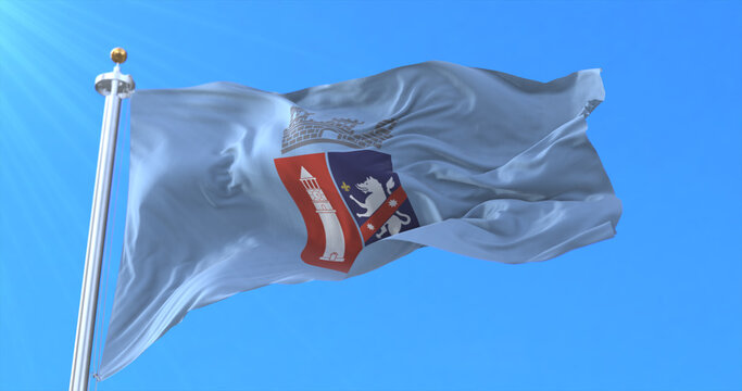 Flag of Tirana, capital city of Albania. 3d rendering