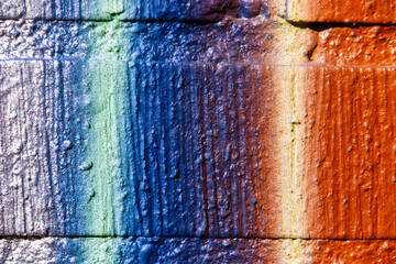 Detail of colorful spraypaint graffiti on stone wall. Shot in Sweden, Scandinavia
