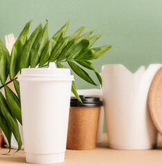 Eco-friendly disposable white paper cup, mock up design