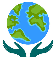 Earth and hands Save earth concept illustration