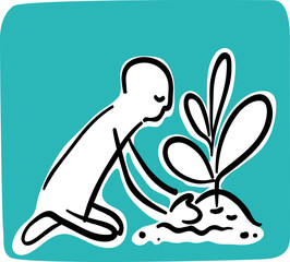 Planting a tree Erath day concept illustration