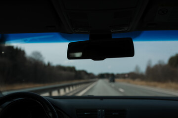 Rearview mirror in the car.