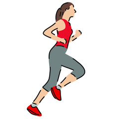 Fototapeta na wymiar Vector girl icon. Logo sportive woman runs.