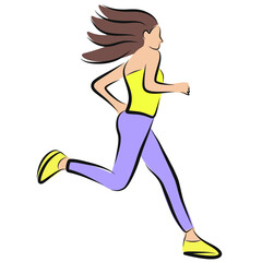 Vector girl icon. Logo sportive woman runs.