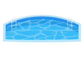 Swimming pool, summer water, blue background, isolated on white, sport recreation, design, cartoon style vector illustration.