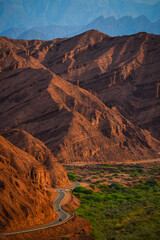 A winding road through the spectacular Quebrada de las Conchas, or Quebrada de Cafayate, Salta...