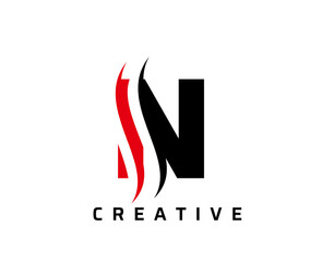 Fototapeta premium N Letter Swoosh Logo Design. Vector Lettering Illustration