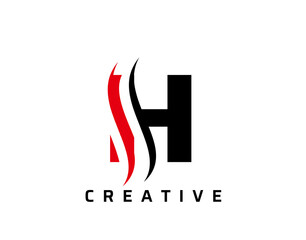 H Letter Swoosh Logo Design. Vector Lettering Illustration