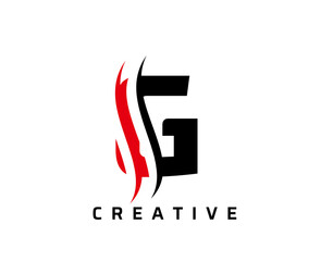 G Letter Swoosh Logo Design. Vector Lettering Illustration