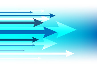 Abstract arrow growth and success graph business sign vector illustrator on blue gradient background.