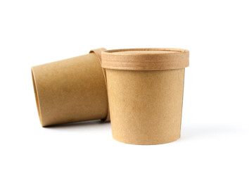  Eco-friendly carton cans for food, beverage and tea. Isolated with white background. Zero waste concept.