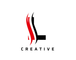 L Letter Swoosh Logo Design. Vector Lettering Illustration