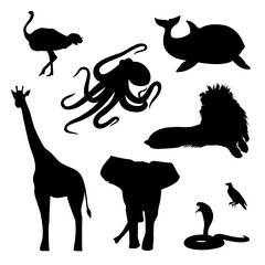 Afrikanische Wildtiere Silhouetten © Josefina