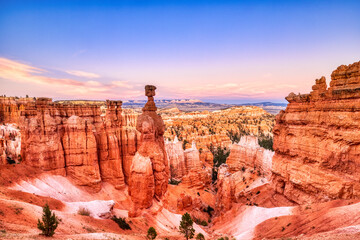 Thors Hammer in Bryce Canyon National Park during a Colorful Dusk, Utah