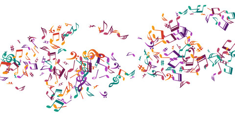 Music note icons vector backdrop. Audio recording