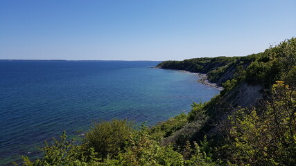 coastline of rügen with chalk cliffs and trees