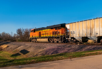Orange Train on a Sunny Day