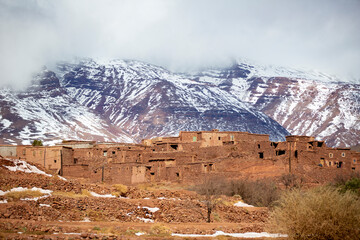 snow-covered Atlas Mountains in Morocco 