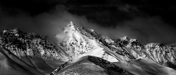 Snow covered mountains - obrazy, fototapety, plakaty