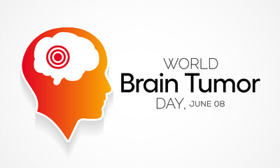World Brain Tumor day is observed each year on June 8th. it is an overgrowth of cells in the brain that forms masses called tumors. They can disrupt the way body works. Vector illustration.