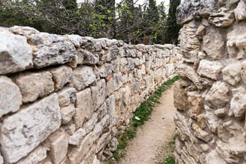 Tauric Chersonesos. An amphitheater in an ancient city, or what's left of it. Remains of an ancient city.