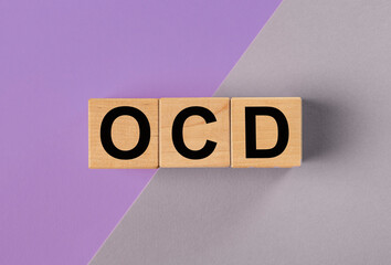 OCD abbreviation, mental disorder. Psychological concept. Obsessive compulsive disease
