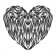 Stylized black and white heart qith ornament.