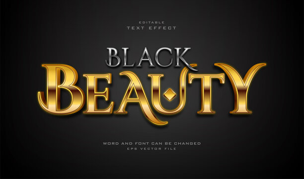 Gold and silver black beauty text effect style.