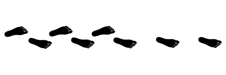 Obraz premium Mysterious diappearing footprint and foot imprint - footmark made by two legs is changed and alterned into footprint made by one foot. Vector illustration.