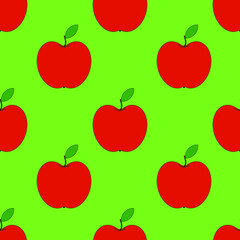 Obraz premium red vector apples. seamless print for print or fabric. fruits on green background