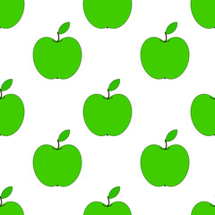 green vector apples. seamless print for print or fabric. fruits on white background
