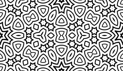 Abstract fantasy striped thin line round geometric seamless pattern. Creative mosaic, tile background.