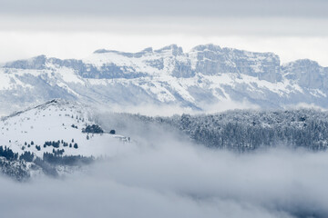 Obraz na płótnie Canvas Sierra Salvada nevada and between the fog