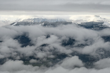 Sierra Salvada nevada and between the fog