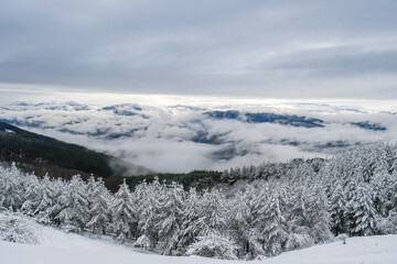 Fototapeta na wymiar Snowy mountains in the Basque Country