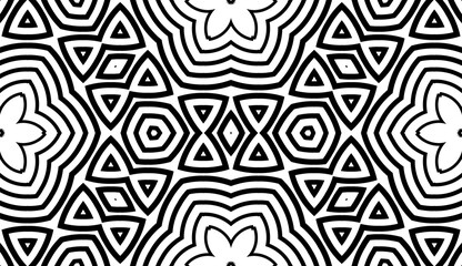 Abstract fantasy striped thin line round geometric seamless pattern. Creative mosaic, tile background.