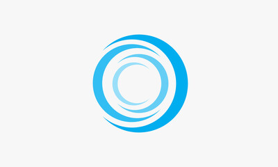 vortex logo design vector. blue color on white background.
