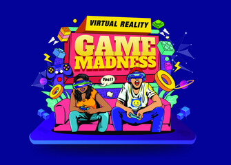 Man & Woman playing avr virtual reality Game