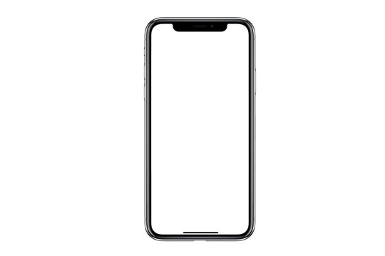 Bangkok, Thailand - MAY 7, 2020: iphone mockup 3D frameless of Smartphone iPhone x Pro Max isolated with blank screen for Infographic Global Business web site design app iphon - Clipping Path