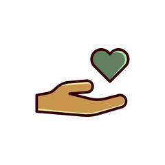 Healthcare hands holding heart flat icon for apps and website. Heart in hand icon. give love icon in vector illustration. give love vector icons designed in stroke style can be used for webgive love
