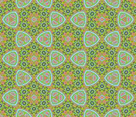 Abstract colorful doodle flower seamless pattern. Floral background. Mosaic, tile of thin line ornament.