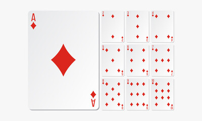 diamonds playing cards. set card game design vector.