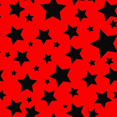 black  vector stars on a red  background. seamless print for clothing or print. abstract stars.