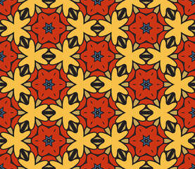 Abstract colorful doodle flower seamless pattern. Floral background. Mosaic, tile of thin line ornament.