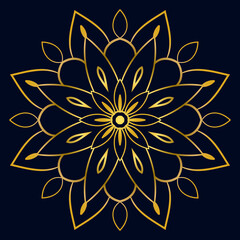 Cute gold Mandala. Ornamental round doodle flower isolated on white background. Geometric decorative ornament in ethnic oriental style.